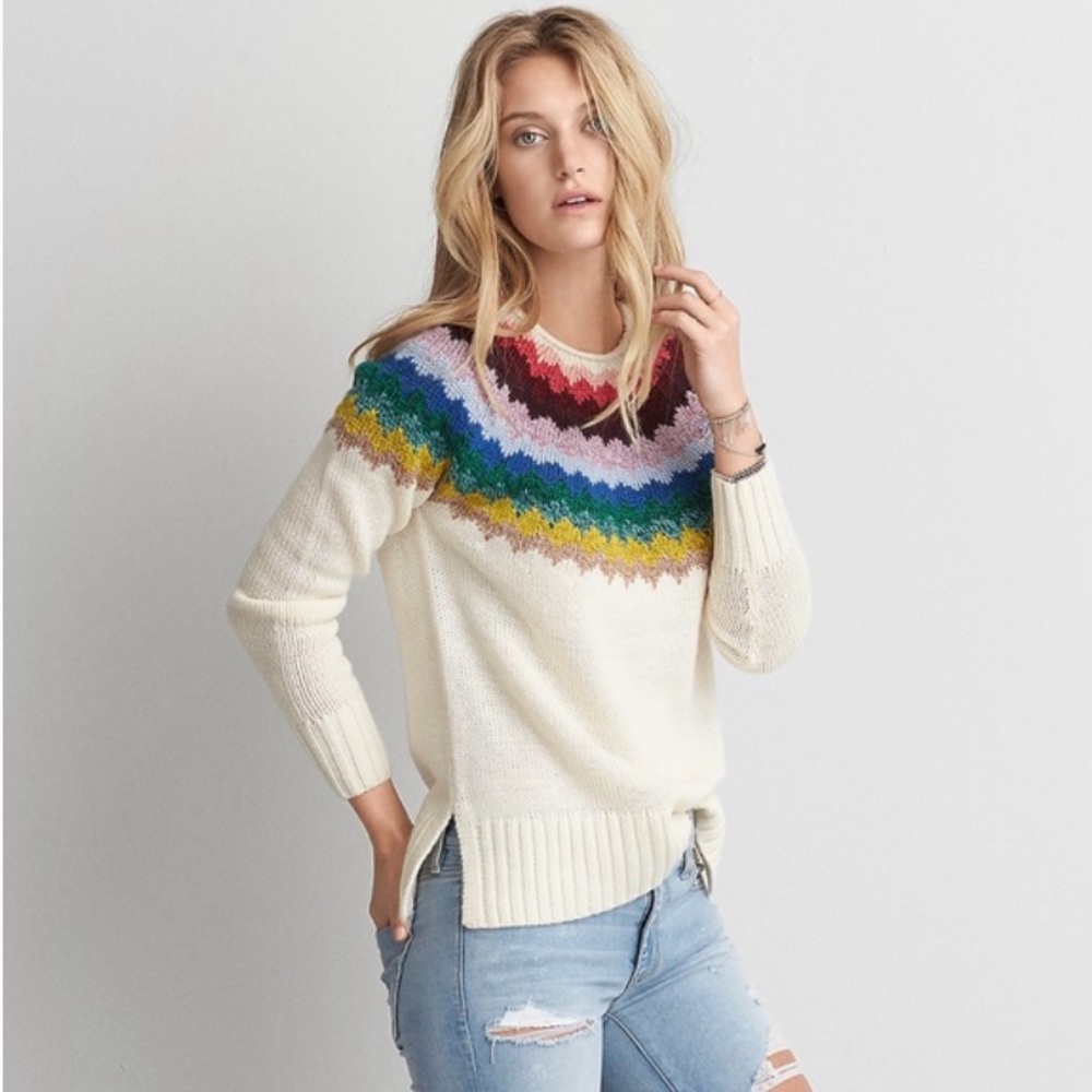 American Eagle | Soft Pullover Rainbow Sweater M